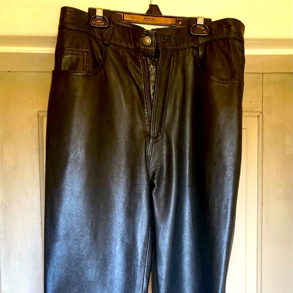 Vintage Italian black lambskin leather pants.
